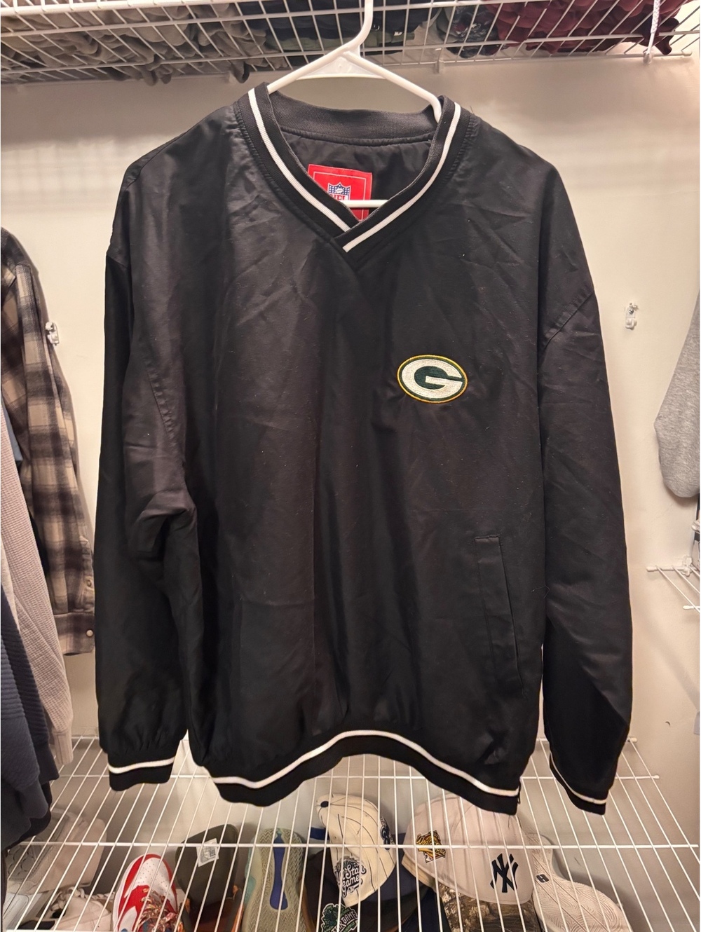 NFL Green Bay Packers Black Pullover Jacket Medium